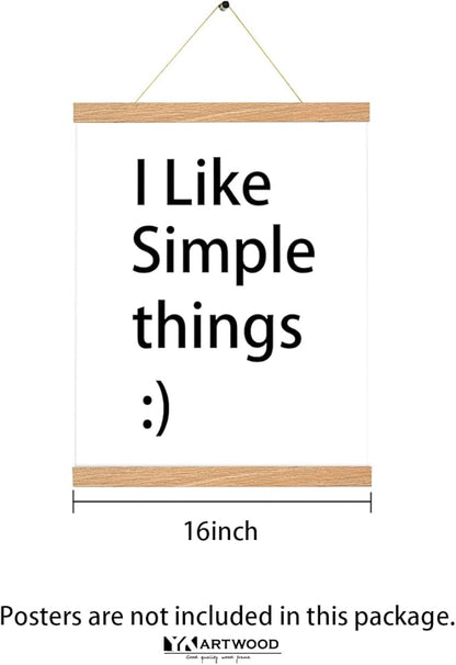 3 Pack Magnetic Poster Hanger Frame,16x20 16x24 16x16 Poster Frame Wood Magnet Frames Hangers for Photos, Pictures, Prints, Maps, Scrolls and Canvas Artwork , 16", Pine Color)