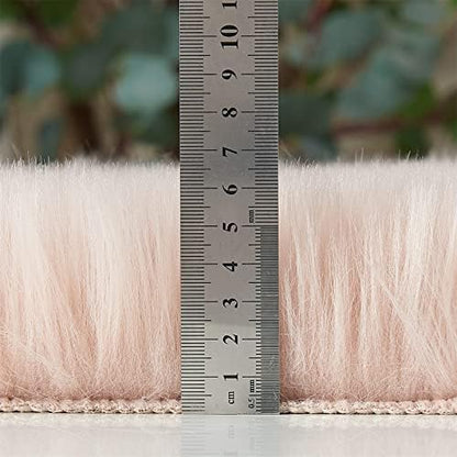 EasyJoy Ultra Soft Fluffy Shaggy Area Rug Faux Fur Rug Chair Cover Seat Pad Fuzzy Area Rug for Bedroom Floor Sofa Living Room (2 x 6 ft Sheepskin, Pink)