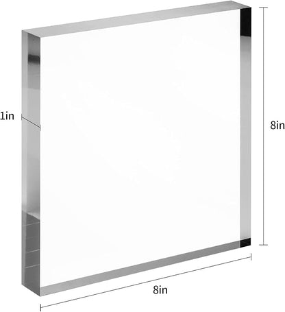 CiaoHER 1in Thickness 8in Square Acrylic Cube Display Block Clear Polished Pedestal Stand Riser Solid Base 8" x 8" x 1", 2 Pack