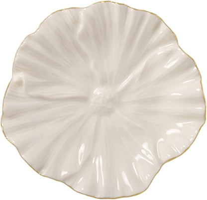 Flower Ring Dish, Ceramic Ring Holder Jewelry Tray Trinket Dish, Fairy Organizer Plate Vanity Decorations, Gifts for Friends Sisters Daughter Mother (White)