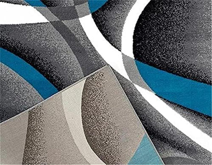 Persian Area Rugs Turquoise 8x10 2305 White Swirls 7'10 x10'6 Modern Abstract Area Rug, 8' x 10'