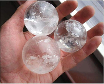 StoneStory Natural Clear Quartz Healing Crystal Sphere Ball for Reiki Balancing Meditation Energy Home and Office Decoration (5.5-6.5cm, White Crystal)