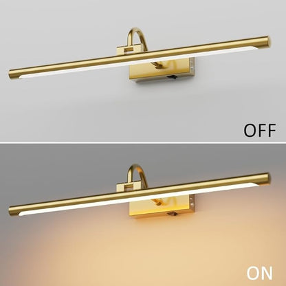 Aipsun 23.6" Brass Picture Lights for Wall Rechargeable,12000mAh Battery Operated Art Light for Paintings,3CCT Dimmable, Rotatable Gallery Light for Pictures Display