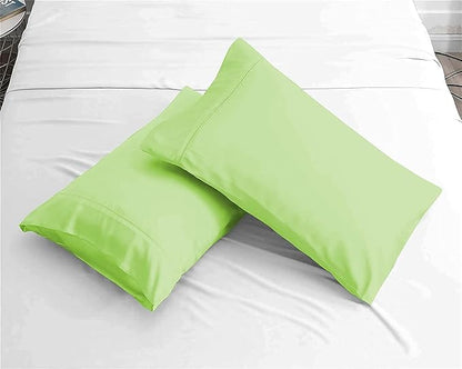 Upgrade Your Bedding Experience with The Made of 100% Cotton Pillow Cases 2 Pack King Pillowcases 20" x 40" Size fits King Pillows. Envelope Closure Parrot Green