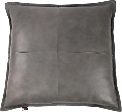 D DOLLY LAMB Lambskin Leather Pillow Cover - Sofa Cushion Case - Decorative Throw Covers for Living Room & Bedroom, 20x20 Inches - Grey Antique Box Pack of 2