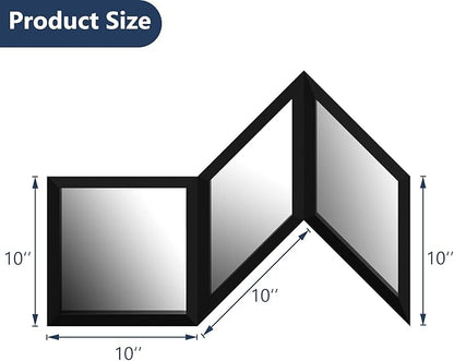 Geometric Wall Mounted Mirrors DIY Wood Framed Home & Office Decor Glass Mirror, Black