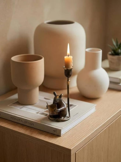 Vintage Brass Mouse Candleholder Antique Patina Taper Candle Holder mice Antique Home Decor Gift for Friend