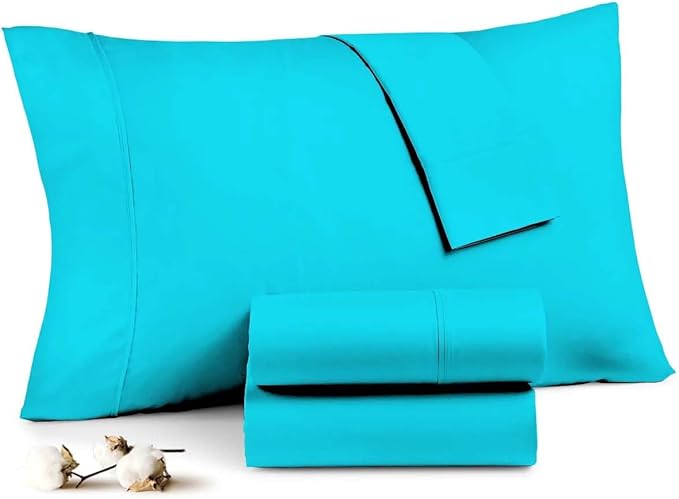 Upgrade Your Bedding Experience with The Made of 100% Cotton Pillow Cases 2 Pack Queen Pillowcases 20" x 30" Size fits Queen Pillows. Envelope Closure Turquoise