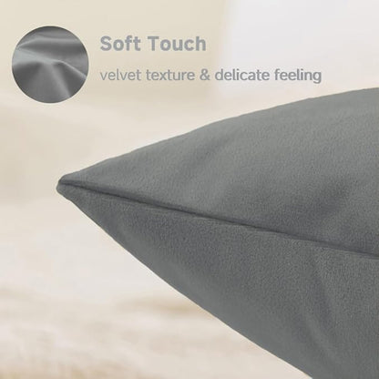 QUORGVES Dark Grey Velvet Pillow Covers 24x24 Inch Set of 2, Soft Solid Decorative Square Throw Pillow Covers, Decor Cushion Covers for Bed Sofa Couch Bedroom Living Room - Dark Gray