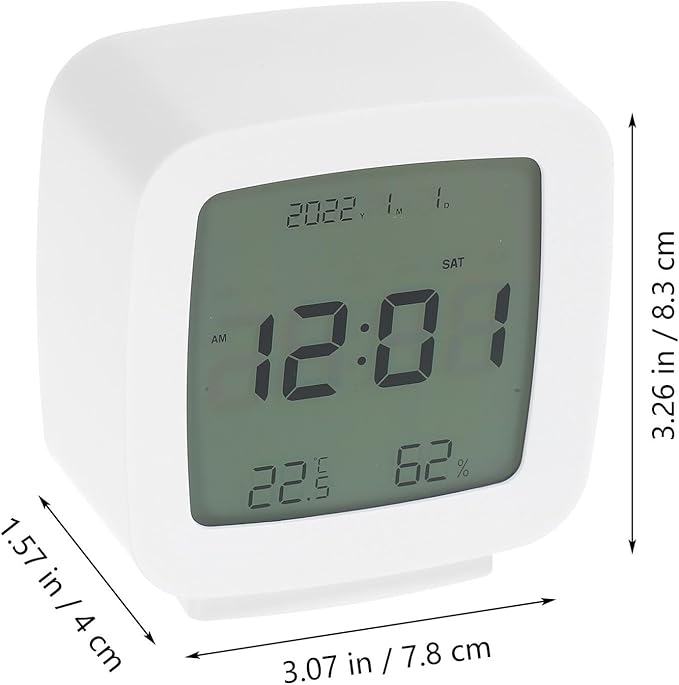 Toyvian Digital Alarm Clock Small Desk Clock with Temperature Humidity Display for Bedroom Plastic Elegant Minimalist Design for Students