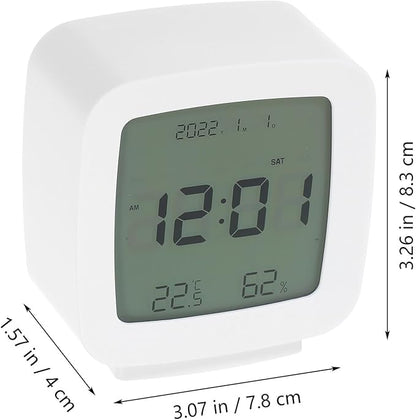 Toyvian Digital Alarm Clock Small Desk Clock with Temperature Humidity Display for Bedroom Plastic Elegant Minimalist Design for Students