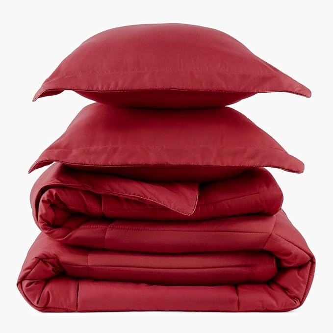 PeachSkinSheets Night Sweats: The Original 1500TC Soft Super Twin/XL Twin Oversized Comforter Set Deep Crimson Red