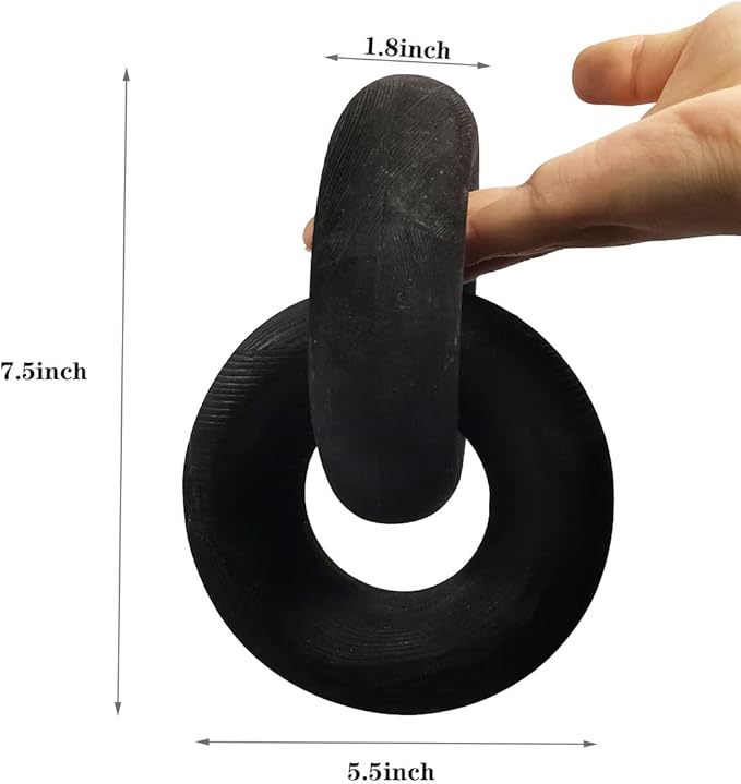 Wood Chain Link Decor Knot Decor，2-Link Hand Boho Carved Wood Chain Suitable for Bedroom, Living Room, Coffee Shop Decoration (Black)
