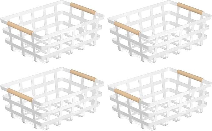 Wire Metal Baskets Farmhouse Baskets Storage Organizer Farmhouse fruit Bin Metal Wire Food Storage Basket Organizer for Kitchen Cabinets, Pantry
