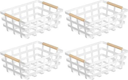 Wire Metal Baskets Farmhouse Baskets Storage Organizer Farmhouse fruit Bin Metal Wire Food Storage Basket Organizer for Kitchen Cabinets, Pantry