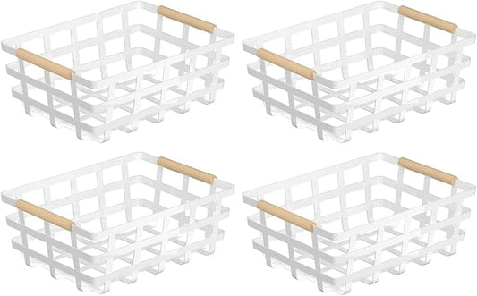 Wire Metal Baskets Farmhouse Baskets Storage Organizer Farmhouse fruit Bin Metal Wire Food Storage Basket Organizer for Kitchen Cabinets, Pantry