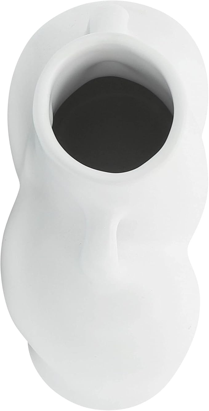Sagebrook Home Modern Glam Decorative Vase - Unique Body Shape Design - Stoneware Ceramic - Stylish Home & Office Accent - Perfect for Living Room, Bedroom, or Desk - 6" White
