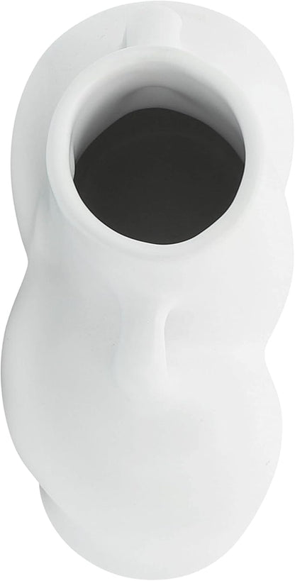 Sagebrook Home Modern Glam Decorative Vase - Unique Body Shape Design - Stoneware Ceramic - Stylish Home & Office Accent - Perfect for Living Room, Bedroom, or Desk - 6" White