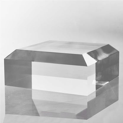 CiaoHER 2in Thickness Beveled Solid Acrylic Display Block Clear Polished Pedestal Stand Riser Solid Base (4x4)