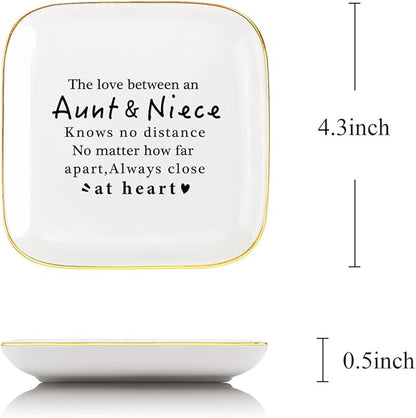 to My Niece Saying Ceramic Ring Dish Decorative Jewelry Tray for Niece, Unique Niece Birthday Christmas Meaningful Gifts for Niece from Aunt - The Love Between