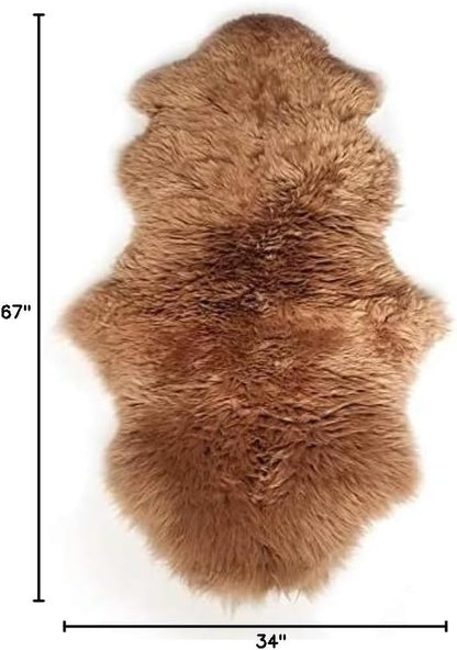 WL&ALLEN Large Sheepskin Rug Genuine Thick and Lush 3 Inch Pile，Luxury Australian Pelts |Large Sheepskin Wool Area Rugs (Single & a Half Pelt 2'6" x 5‘，Light Brown)…