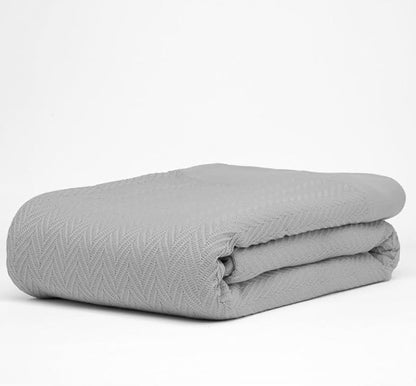 100% Cotton Herringbone Blankets, 90"X90" Queen, Throw Blanket for Bed All Season Cotton Blanket, Cozy Blanket,Throws & Bed Blanket, Throw Blanket for Couch, Modern Home Decor -Scottish Grey