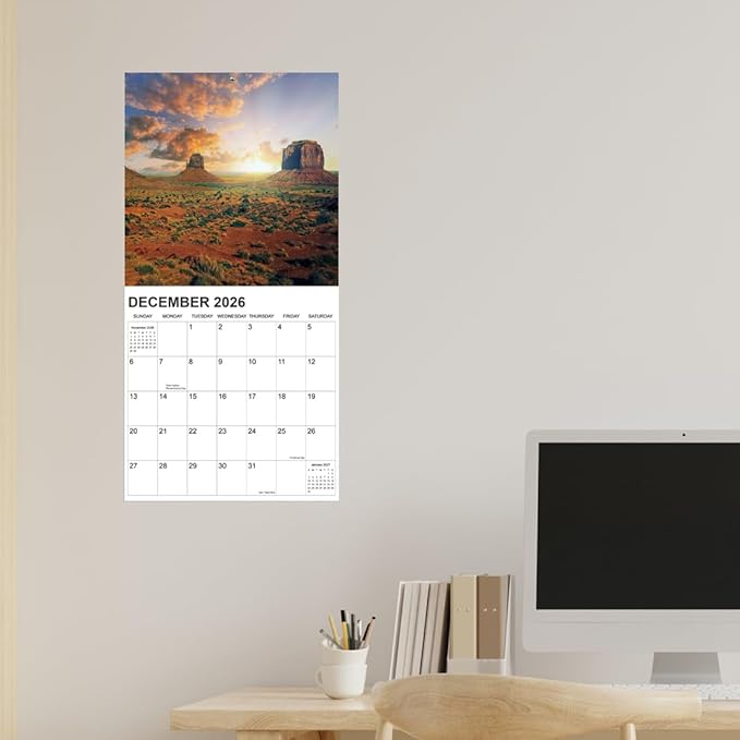 2026 Calendar for Wall, National Parks Calendar 2026 from January 2026 - December 2026, 12" x 24" Opened 12 Months Calendar, Full Page Months Thick & Sturdy Paper for Gift Perfect Calendars