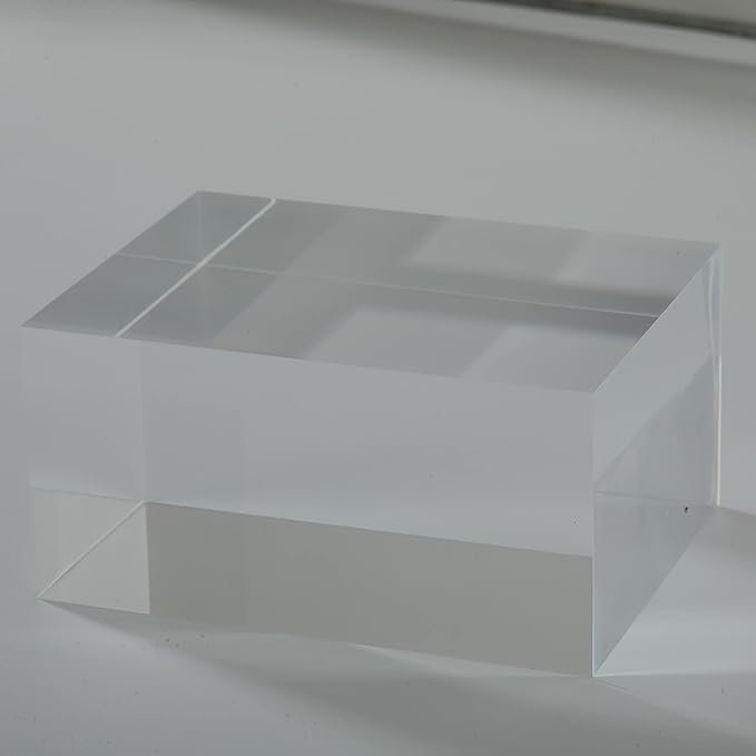 CiaoHER 2in Thickness Solid Acrylic Cube Display Block Clear Polished Pedestal Stand Riser Solid Base 2" x 3" x 4", 1 Pack