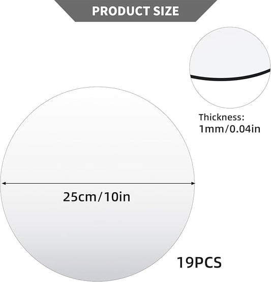 19 Pcs Mirror Centerpieces for Tables, Acrylic Round Small Mirror Trays Decoration Candle Plate Mirrors for Wedding Table Centerpiece Baby Shower Christmas Party Decor and Crafts (10inch/25cm)