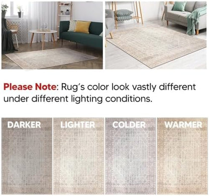 Keen Home Design 2x10 Rug - Machine Washable Runner Rug with Non-Slip Backing, Ideal for Hallway, Entryway, Kitchen, Laundry Room - Vintage, Easy Clean, Durable, Low Pile - (2'6" x 10')