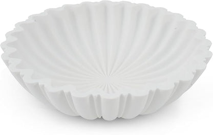 White Decorative Bowl Modern Home Decor - 10.6" Large Resin & Sandstone Centerpiece Bowl for Entryway Table, Coffee Table, Kitchen Counter or Serving Fruit, Keys, Candy