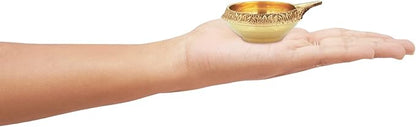 Shubhkart Premium Embossed Brass Diya Set of 3 – Handcrafted Oil Lamp Trio for Home Décor, Prayer Rooms, Yoga Corners, Festive Lighting & Gifting with Engraved Artwork and Heavy-Duty Brass Shine