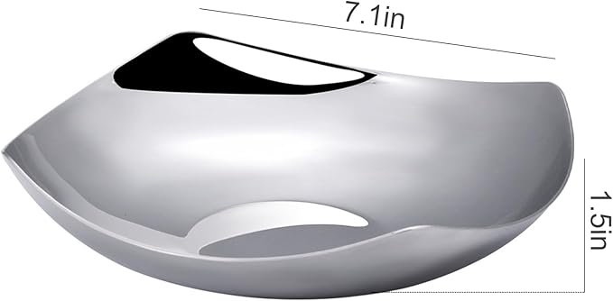 Premium Candy Bowl, Stanless Steel Decorative Bowl,Candy Dish for Office Desk, Key Bowl For Entryway Table, Silver Tray-Hand Mirror Polished -7.8 Inches