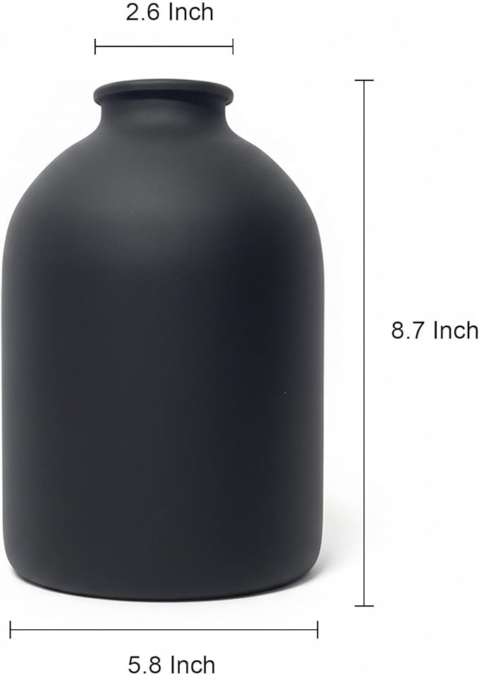 Black Metal Flower Vase, 8.7 Inch Large Metal Vase House Warming Gifts New Home for Living Room Floor, Modern Farmhouse, Plants, Bathroom, Tables, Entryway, Shelf, Kitchen, Office, Coffee Decor
