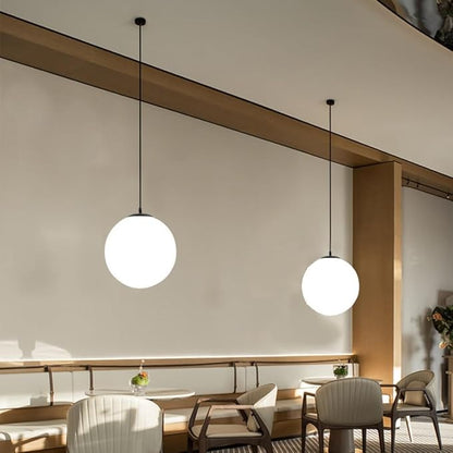 Modern Style Spherical Glass Pendant Light, Design Light, Iron Art & Frosted Glass Shade Light, Adjustable Cord, Nordic Hanging Lamp for Dining Room, Cafe, Bedroom, Study,