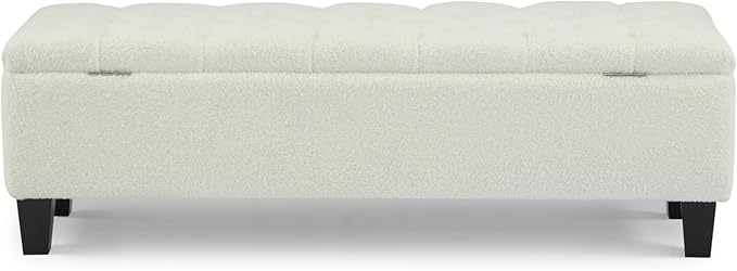 Ottoman Bench with Storage, Beige