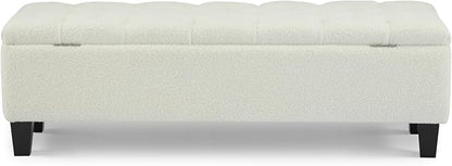 Ottoman Bench with Storage, Beige