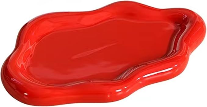 Ceramic Jewelry Tray Dish for Ring Key Trinket, Cute Cloud Shape Decorative Jewelry Plate Holder for Women Gift (Red)