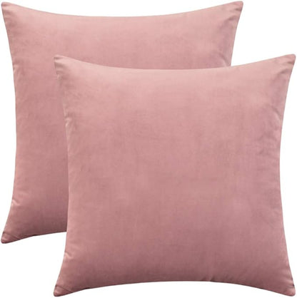 Set of 2 Comfortable Throw Pillow Cover for Bedding, Decorative Accent Cushion Sham Case for Couch Sofa, Soft Solid Velvet with Zipper Hidden - 20"x20", Mauve Pink