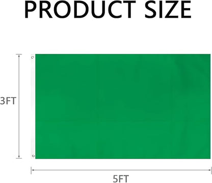Solid Green Flag 3x5 Ft Blank Green Flags Vivid Color Double Stitched Plain Flag with Brass Grommets