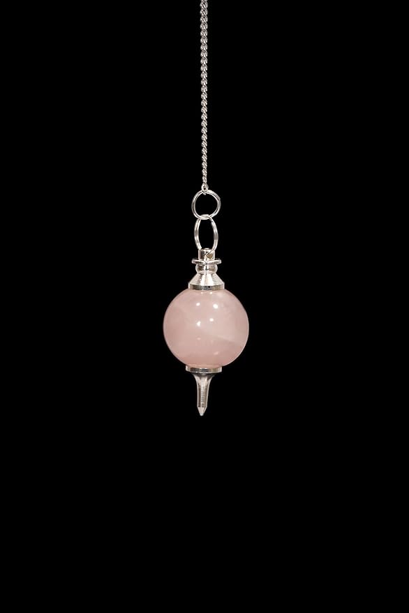 L PEDRA & CRYSTAL Crystal Ball Pendulum – Polished Gemstone Sphere with Chain for Dowsing, Divination, or Decor | Ball-Shaped Crystal Pendant for Energy Work & Display (Rose Quartz Ball Pendulums)