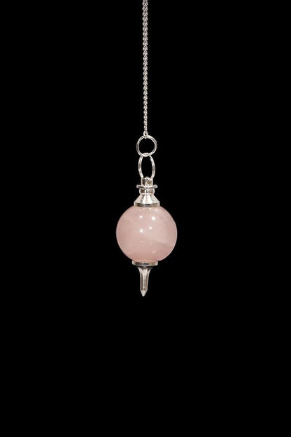 L PEDRA & CRYSTAL Crystal Ball Pendulum – Polished Gemstone Sphere with Chain for Dowsing, Divination, or Decor | Ball-Shaped Crystal Pendant for Energy Work & Display (Rose Quartz Ball Pendulums)