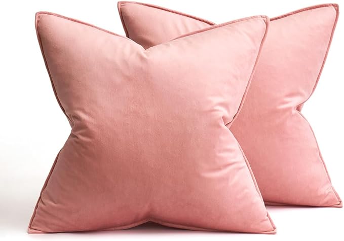 MIULEE Pack of 2 Valentines Day Decorative Velvet Throw Pillow Covers Soft Dark Pink Pillow Covers Soild Square Cushion Case for Sofa Bedroom Car 18x 18 Inch 45x 45cm