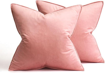 MIULEE Pack of 2 Valentines Day Decorative Velvet Throw Pillow Covers Soft Dark Pink Pillow Covers Soild Square Cushion Case for Sofa Bedroom Car 18x 18 Inch 45x 45cm