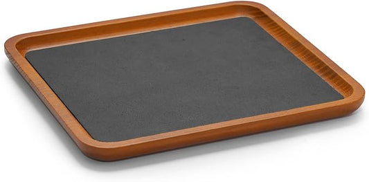 Oirlv Solid Wood Jewelry Tray Jewelry Display Holder Showcase Jewelry Display Organizer (Large, Grey)