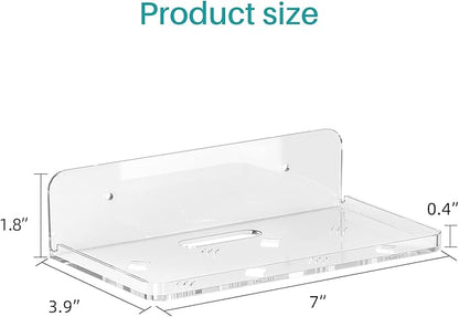 Wall Mount Floating Shelves for 2 Pcs Security Baby Camera Shelf Mini Speaker Other Small Items in Bedroom Bathroom Kitchen Living Room Clear Mini Shelf Flexible Use for Wall Space(S+L)