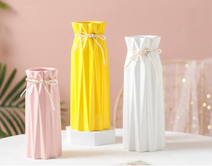 Ceramic Flower 9.5" H x 3.9" W Pink Vase Modern Home Decor Vases for Centerpieces Minimalist Farmhouse Cute Decorative Vases Flowers Tulip Pampas Grass Vase for Table Bathroom Shelf
