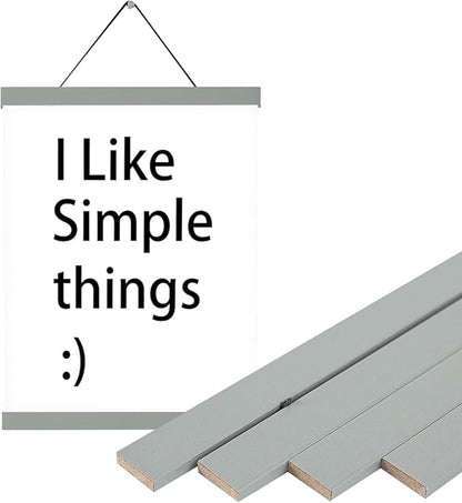 3 Pack Magnetic Poster Hanger Frame, 16x20 16x24 Poster Frames Wood Wooden Magnet Hanging Kit for Walls Print Poster Canvas Artwork Diamond Painting(16 Inch ，Gray)