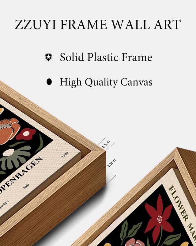 Zzuyi Framed Flower Market Wall Art,Vintage Flower Pictures,Minimalist Colorful Botanica Artwork Prints for For Living Room Bedroom Office 16x24 Inch