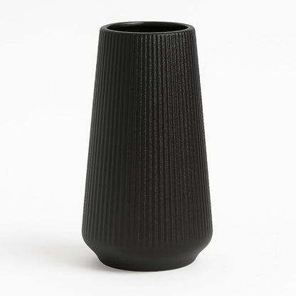 Matte Black Ceramic Vase – Frosted Elegant Flower Vase for Pampas Grass, Dried or Fresh Flowers, Modern Minimalist Farmhouse Home Decor for Living Room, Dining Table, Wedding Centerpiece